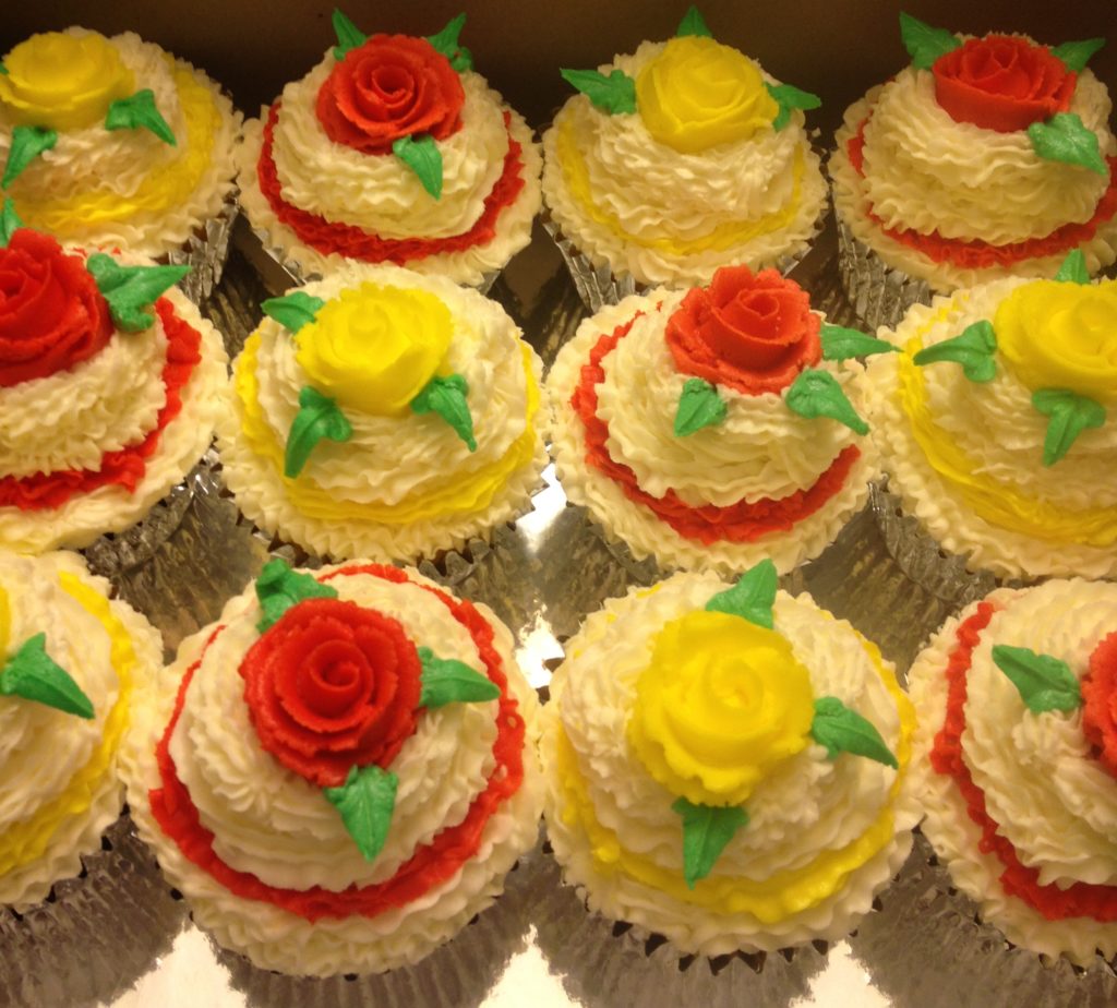 Cupcakes with buttercream roses